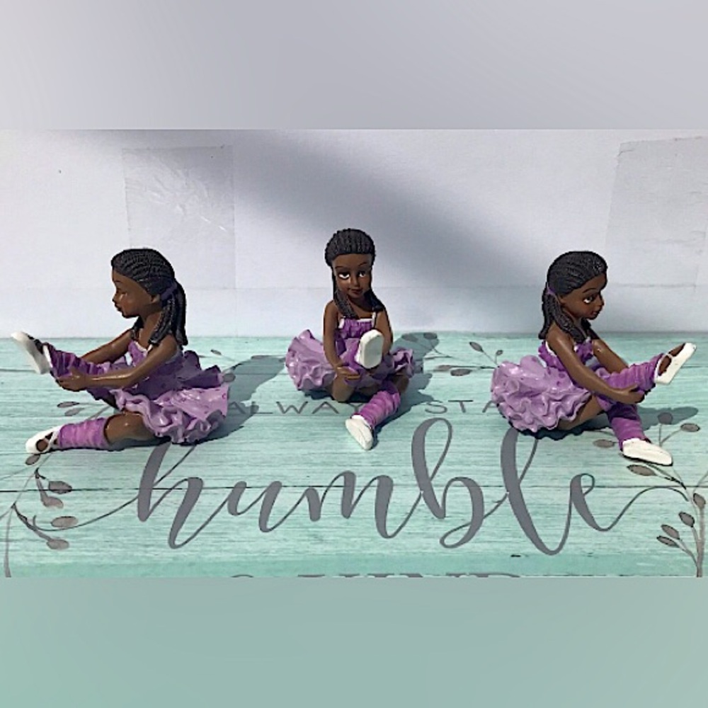 One! Ballerina Cake Topper / Statuette / Keepsake for Little Girls, Purple Tutu